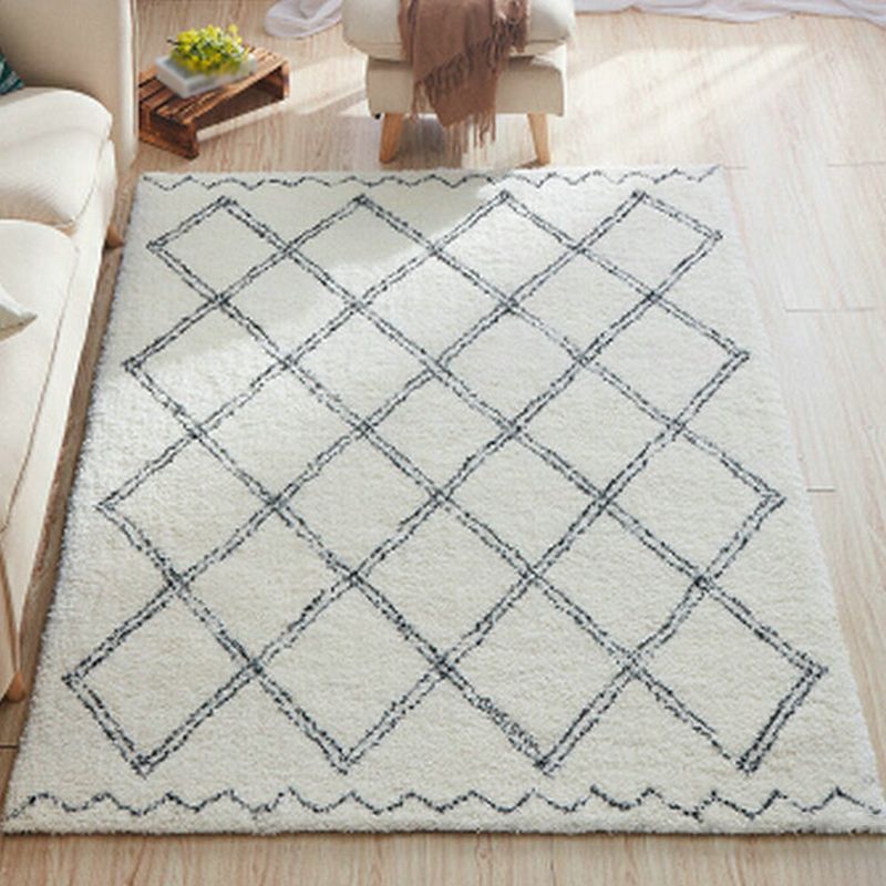 Plaid Living Room Rug Abstract Carpet Polyester Washable Area Rug