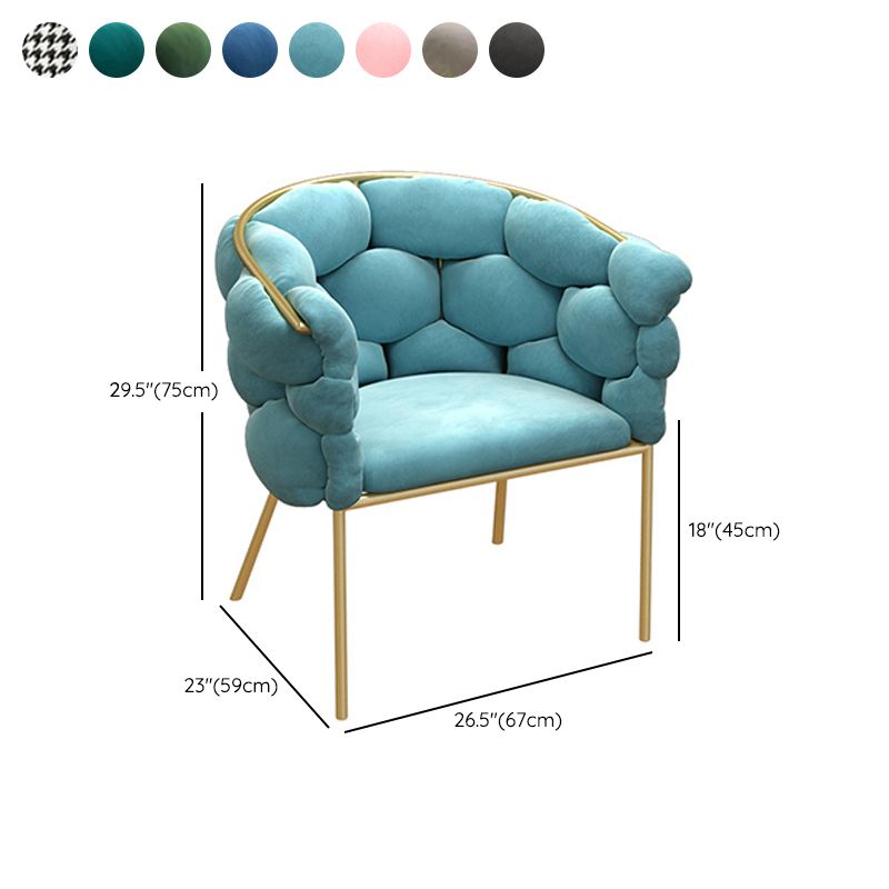 Glam Style Upholstered Gold Base Dining Arm Chair for Dining Room