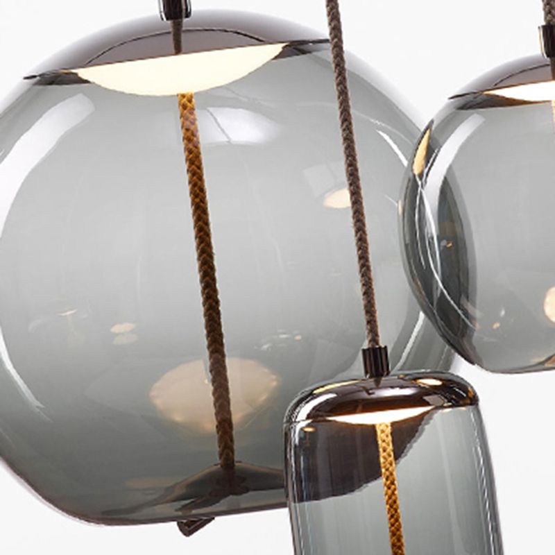 Éclairage de pendentif à LED en verre transparent à la lumière simple en verre pour salle à manger du salon