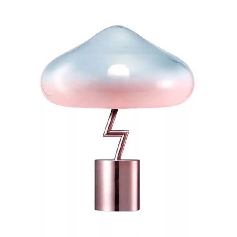 Lámpara de escritorio de champiñones Lámpara de mesa nocturna modernista rosa y azul 1 bulbo de dormitorio