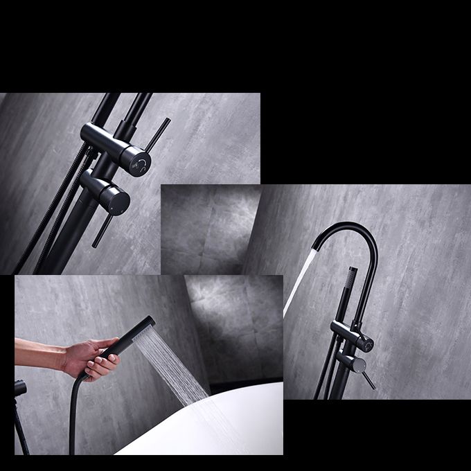Floor Mounted Metal Freestanding Tub Filler 1 Handle Freestanding Bathtub Faucet