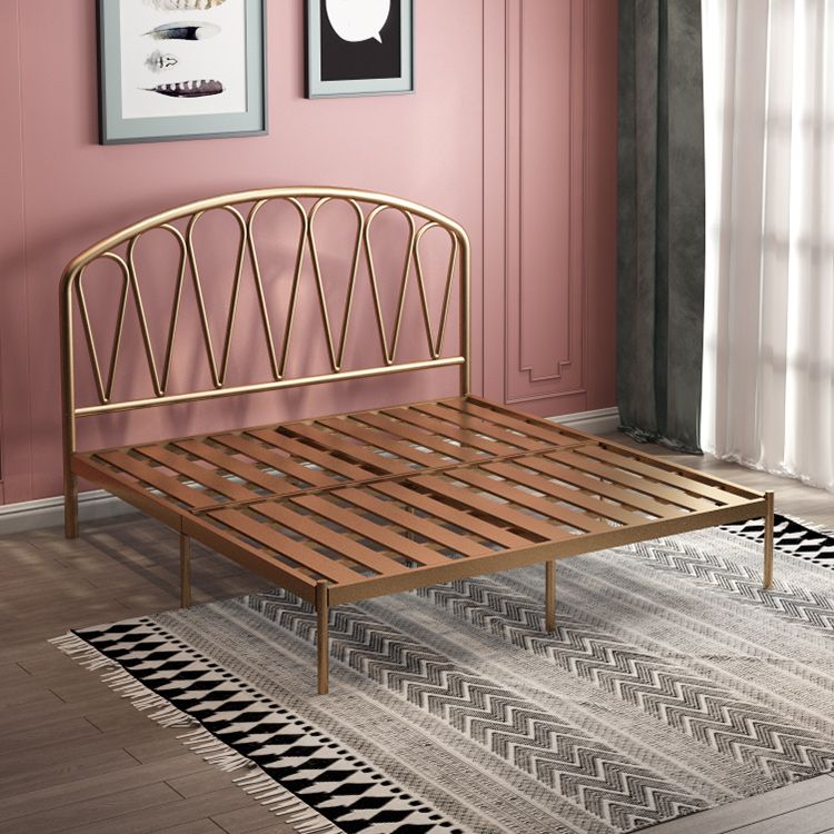 Glam Metallic Open-Frame Bed with Arched Headboard, 45.3" Tall