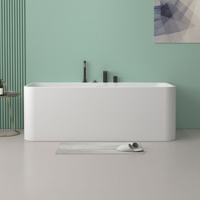 Modern Stone Rectangular Tub Soaking 22.05" Wide Bath with Overflow Trim Bath