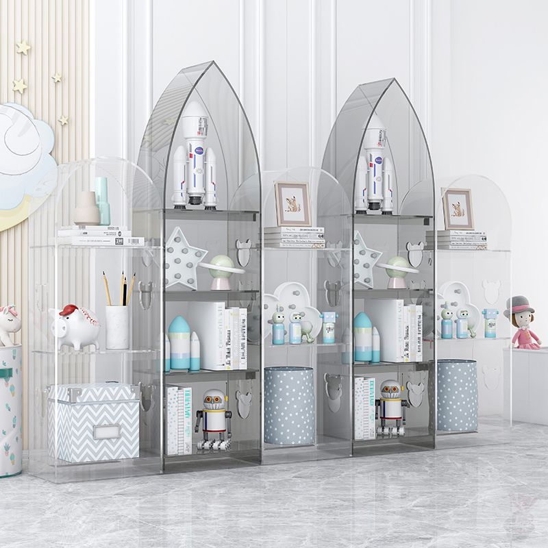 Closed Back Standard Bookshelf Acrylic Bookcase with Rectangular Shelves for Study Room