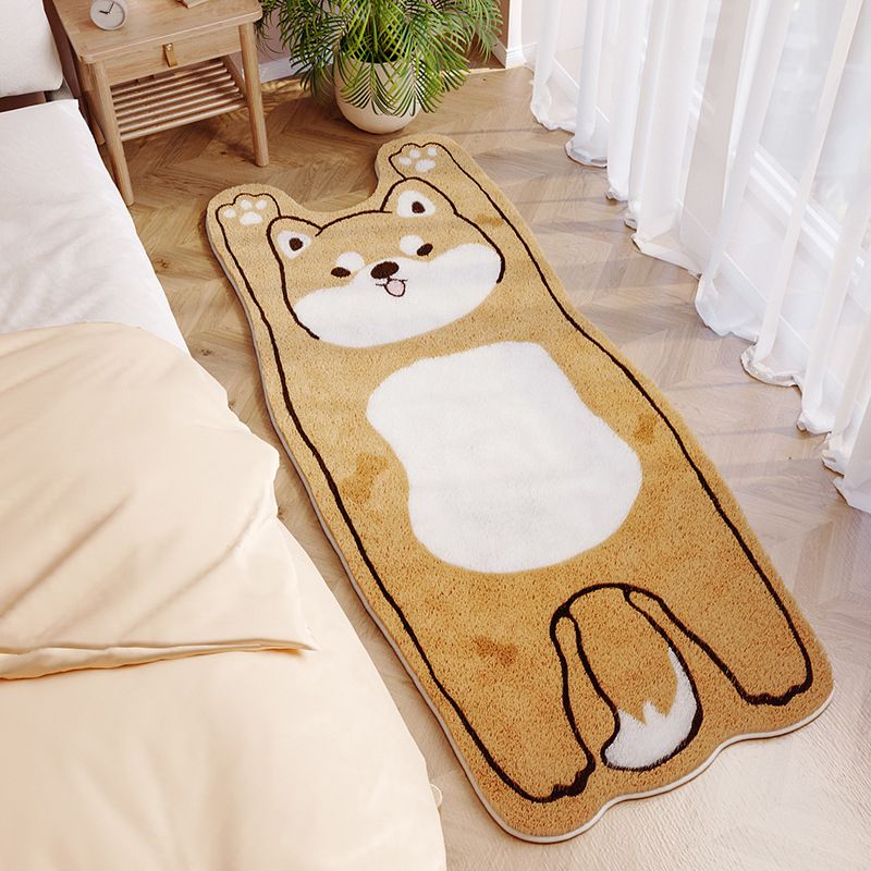 Pink Animal Rug Polyester Simple Rug Stain Resistant Rug for Living Room