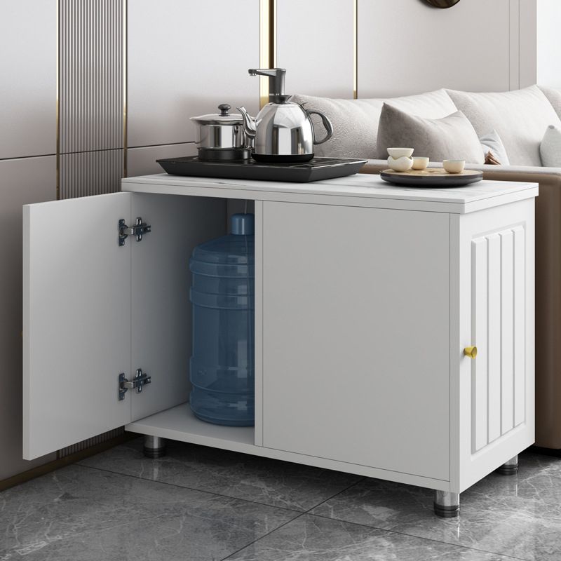 Rectangular Stone Side Table 24.41" Tall 2-Door End Table with Storage