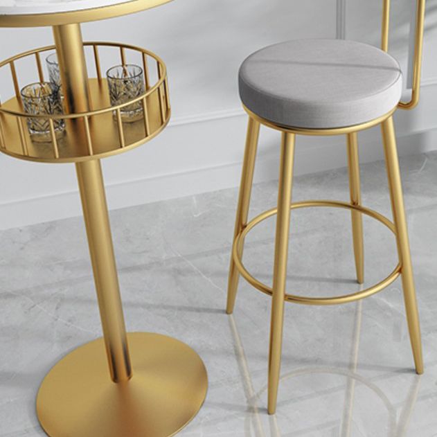 Round Shape Top Bar Table Metal Base Pub Table with Storage Shelves for Indoor