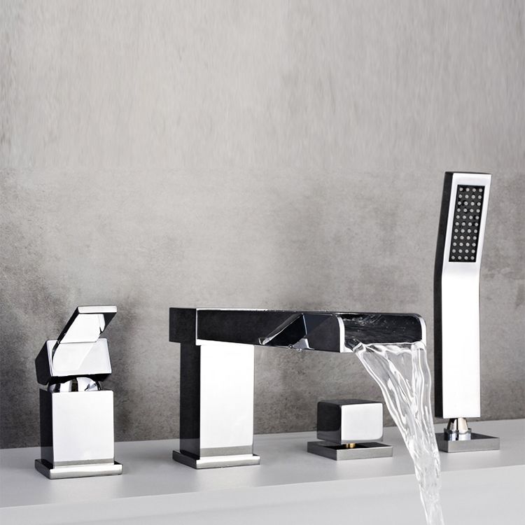 Modern Full Copper Deck Mounted Bath Faucet Trim Fixed Split Faucet Set