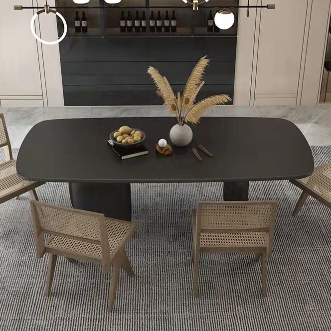 Modern Style Dining Wood Table Dining Rectangle Table with Wooden Legs