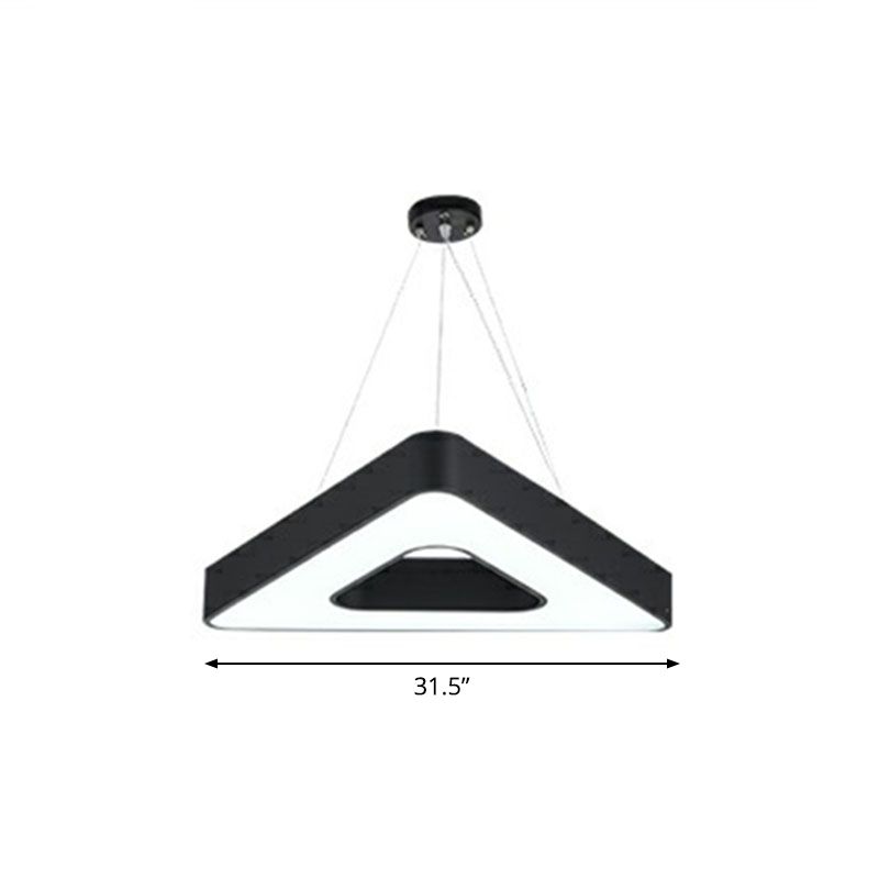 Triangle Chandelier Lighting Minimalist Acrylic Conference Room LED Pendant Light in Black