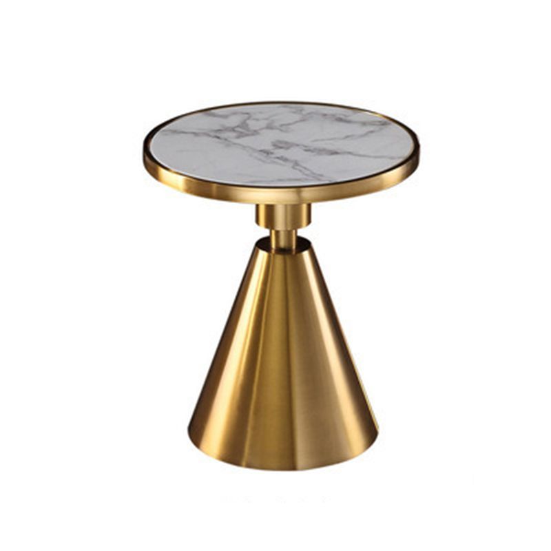 Glam Glossy Marble/Stone Top End Table Stainless Steel Pedestal Sofa Side Table