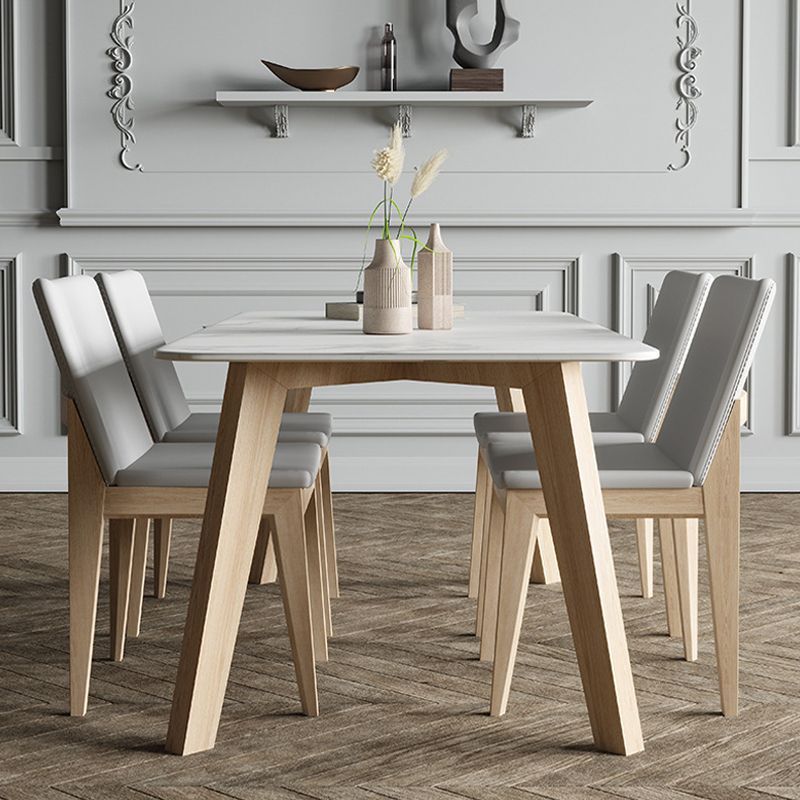 White Stone Top Table for Home Mid-Century Modern Dining Table