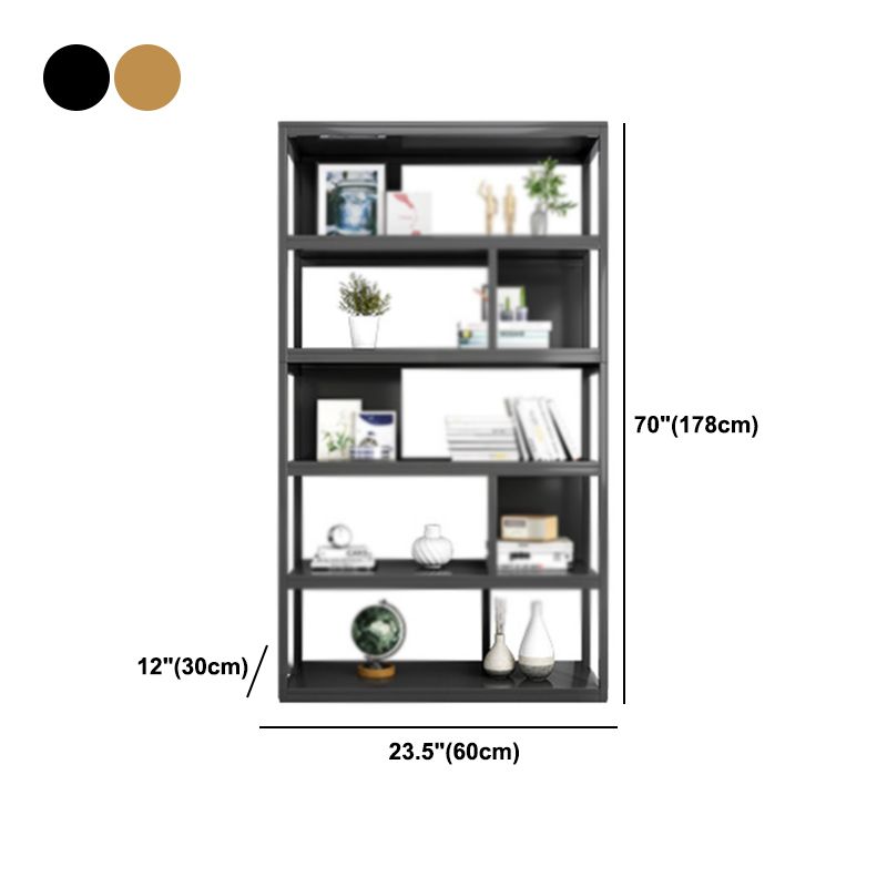 Industrial Metal Etagere Bookcase Open Back Bookshelf for Home Office