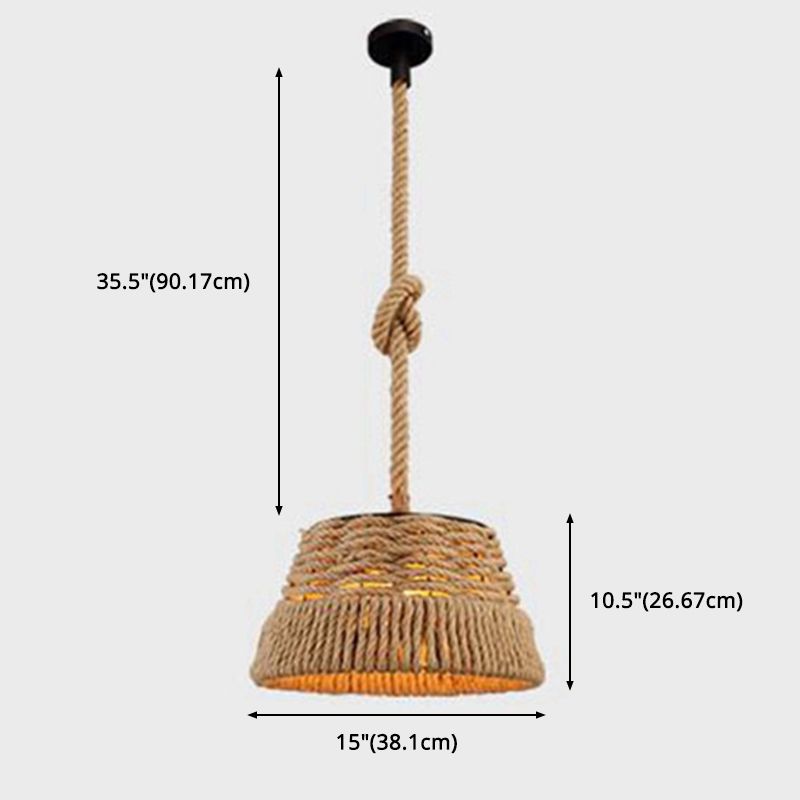 Canna intrecciata a mano a sospensione Light Industrial Style Industrial Stiro battuto con tonalità affusolata per il ristorante