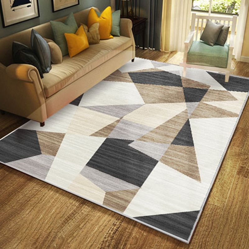 Comfort Geometric Printed Rug Multicolored Polyster Area Carpet Anti-Slip Backing Stain-Resistant Indoor Rug for Living Room