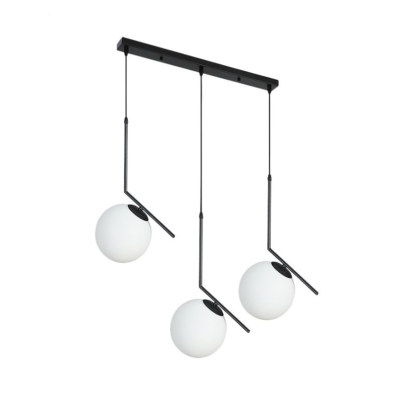 Crème en verre orbe Clter Pendante modernisme LAVIL 3 LIGHT LIGHT en noir avec bras incliné