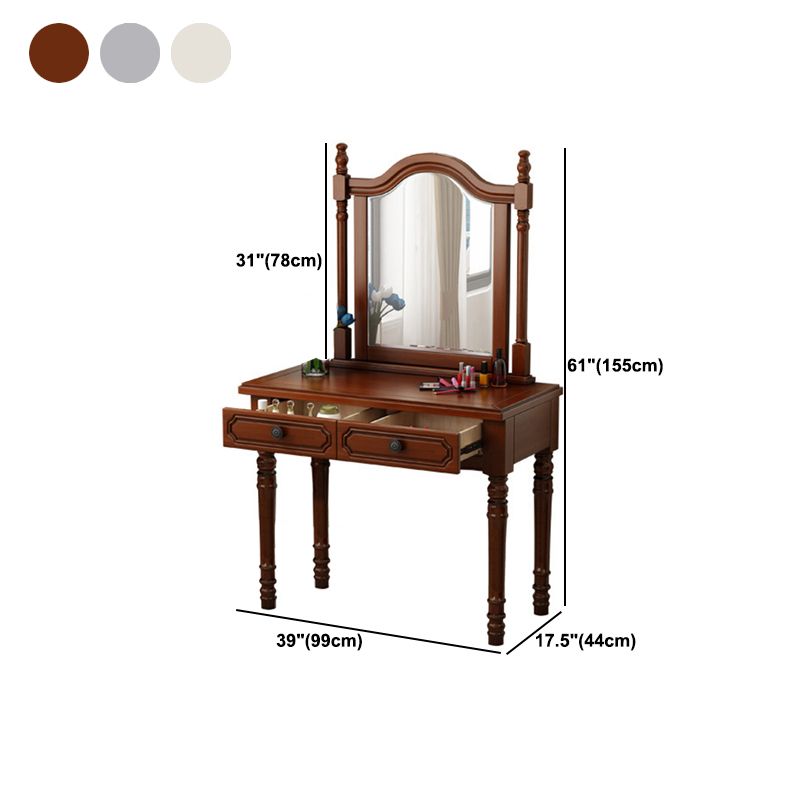 2-Drawers Mirror Table Dressing Table Victorian Solid Wood Make-up Vanity