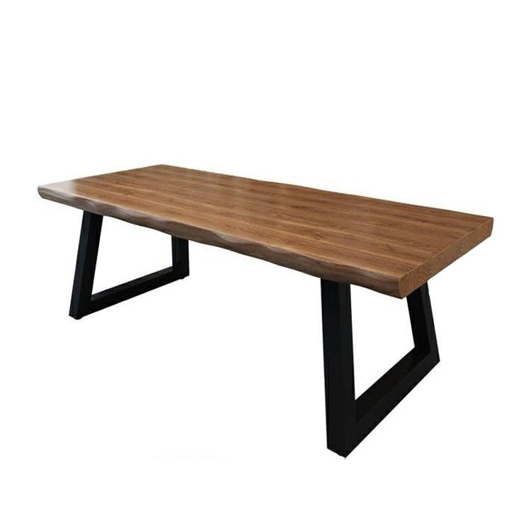 Industrial Rectangle Solid Wood Standard Height Double Pedestal Dining Table