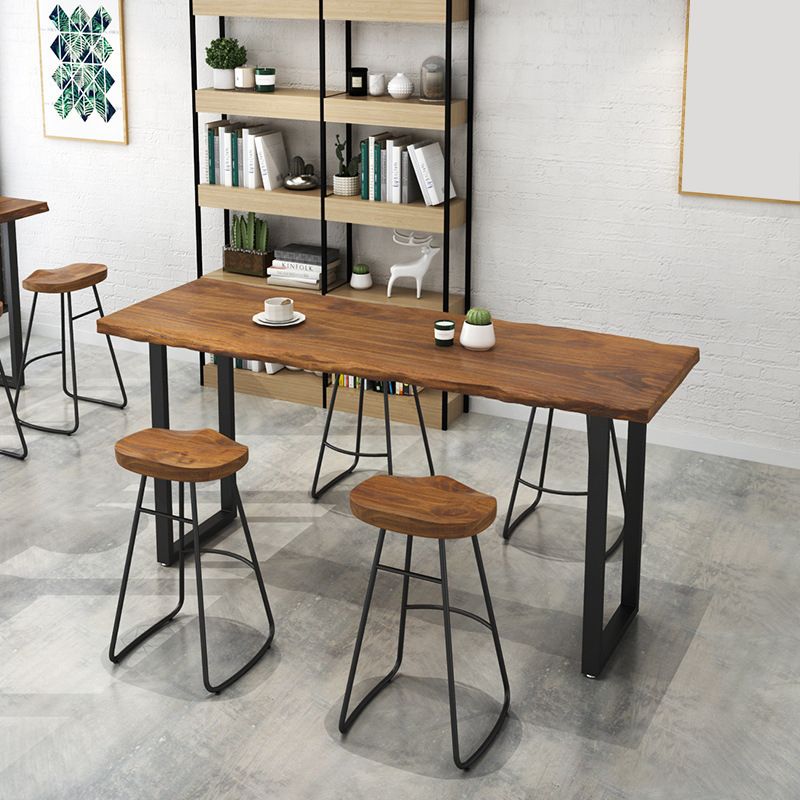 1/4/5 Pieces Industrial Rectangle Wooden Table Set Counter Table with Backless Stools