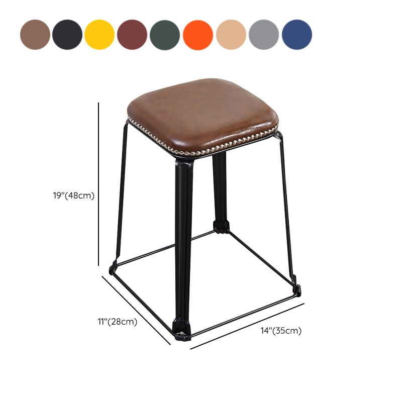 Modern Square Poof Solid Water Resistant Faux Leather Poof with Nailhead Trim