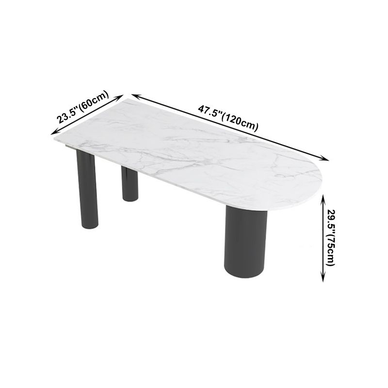 Modern Style Dining Table White Sintered Stone Dining Table with Metal Base for Kitchen