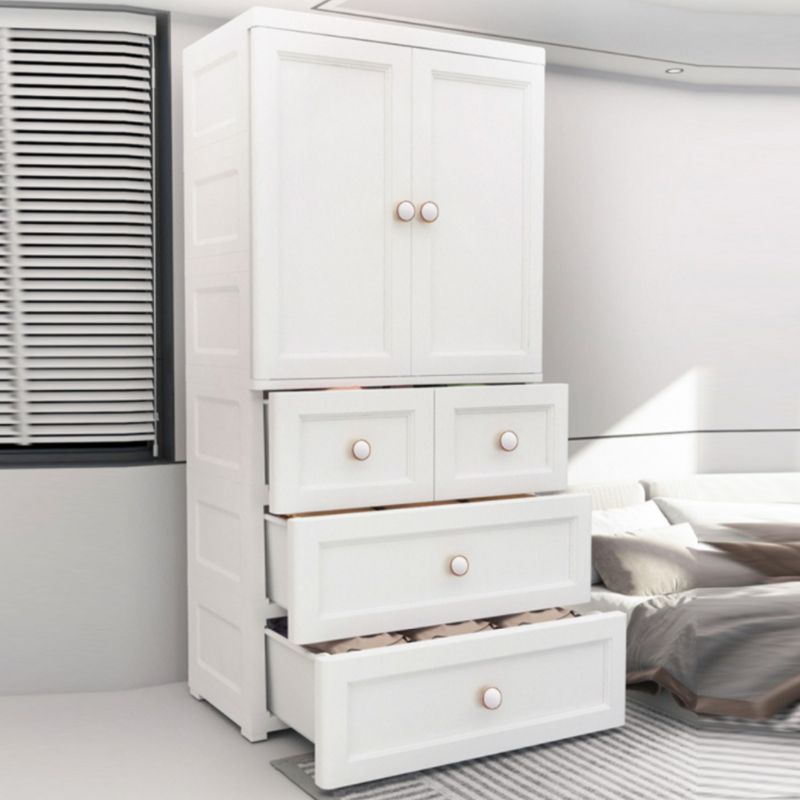 Matte Finish Plastic Bedroom Cabinet Contemporary Hinged Door Storage Cabinet