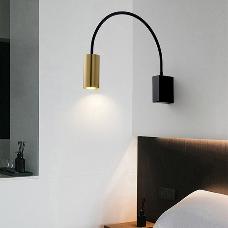 Postmodern 1 Bulb Wall Lamp Flexible Arm Curved Reading Light with Metal Shade