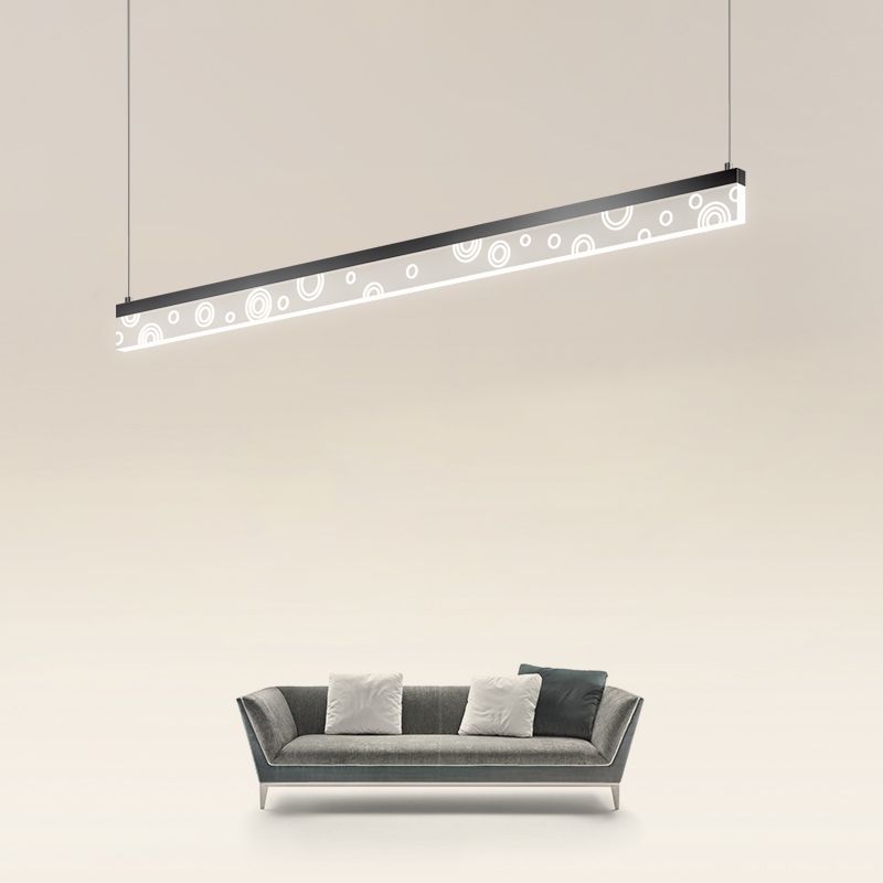 Idée d'éclairage d'île de forme linéaire Pendentif en île en métal moderne 1-Light en noir