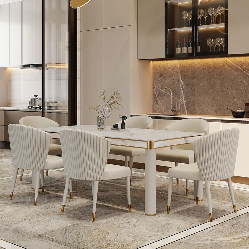 Luxury Sintered Stone Dining Table 4 Legs Base Scratch Resistant Rectangle Table for Home