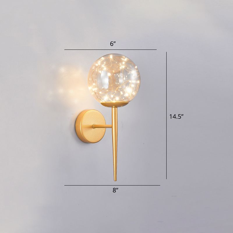 Woonkamer LED SCONCE LAMP Noordse sterrenwillige wandlamp met kogelglasschaduw