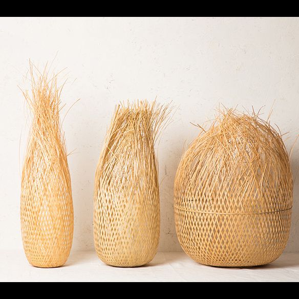 Beige Hand-Woven Pendant Asia Art Deco 1 Bulb Bamboo Hanging Light for Dining Table