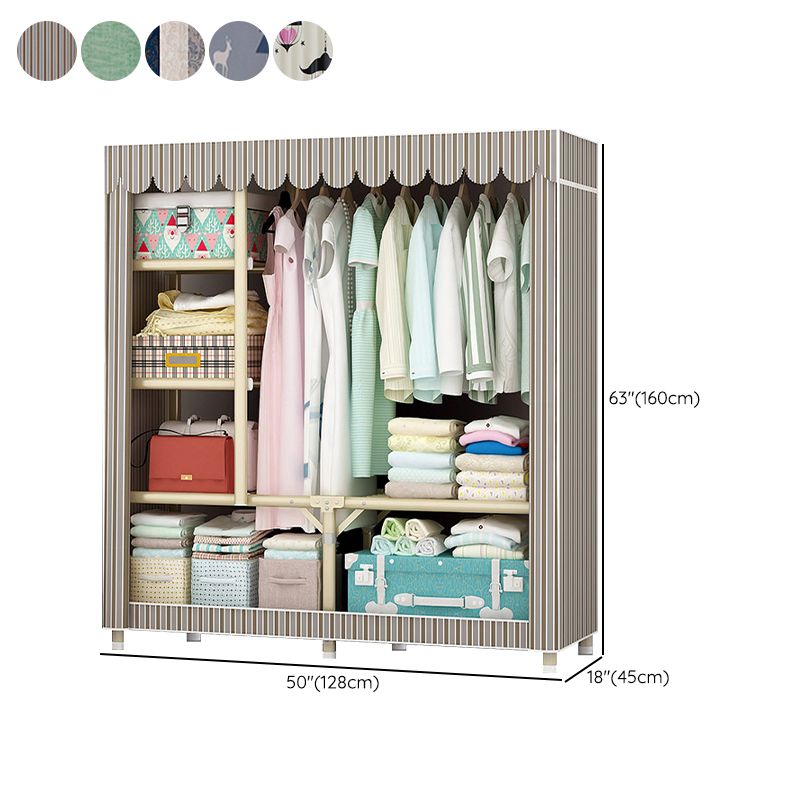 Contemporary Style Steel Wardrobe Cloth Rod Included Wardrobe Closet with Legs