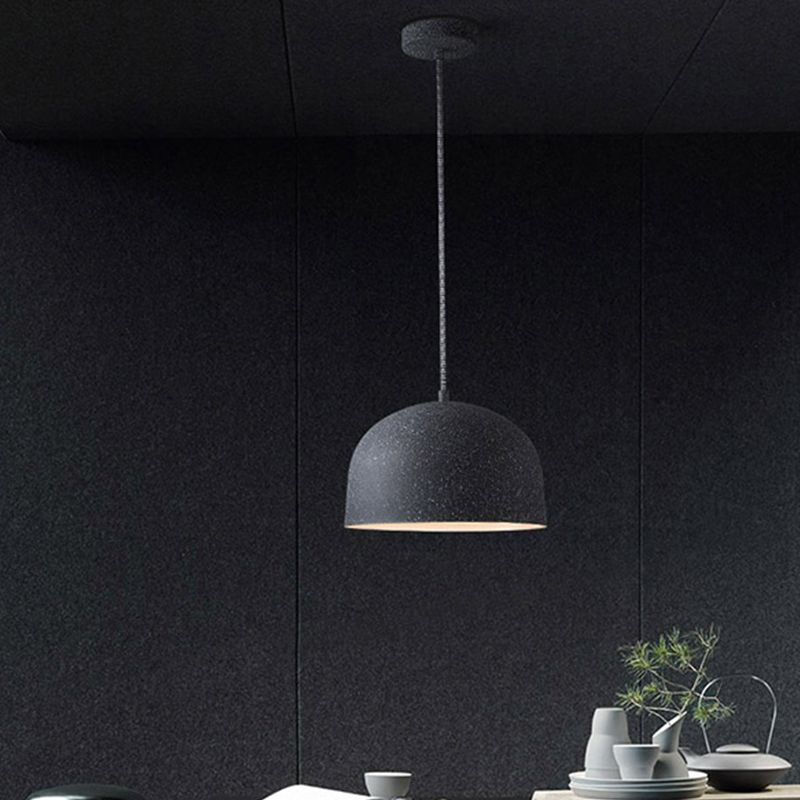 Minimalistische 1-Bulb hanger lichtkit zwart/grijze afwerking koepel plafond hang armatuur met ijzeren schaduw