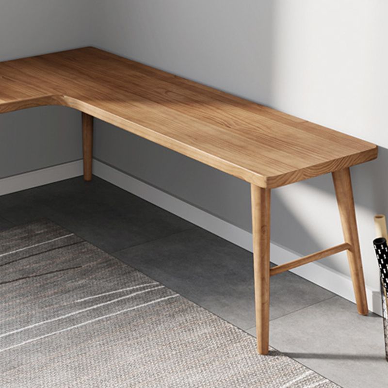 Industrial Office Desk Solid Wood L-Shape Writing Desk for Bedroom