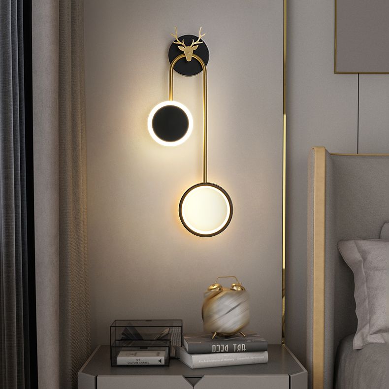 Round Shape Wall Lights Modern Style Metal 2-Light Wall Mount Lights