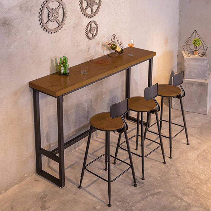 Industrial 1/4/7 Pieces Bar Table Set Rectangle Pine Wood Counter Table for Cafe