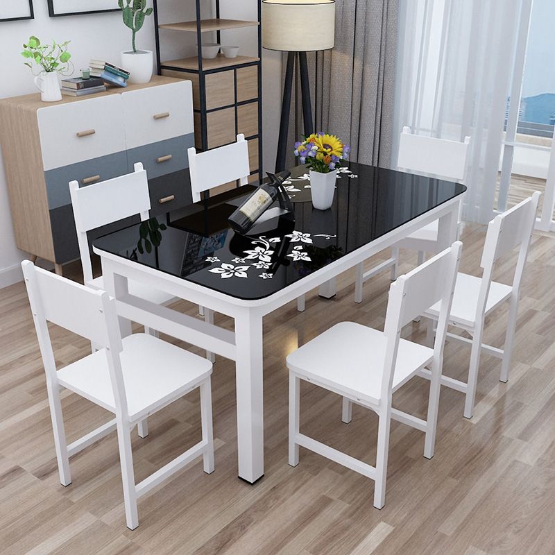 Modern White in Glass Counter Table Rectangle Dining Table for Kitchen