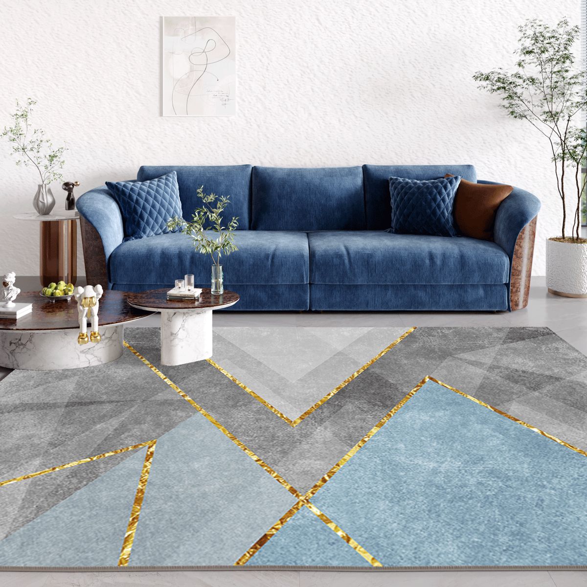 Magnifique tapis de zone de polyester tapis lavable tapis de support sans glissement pour salon