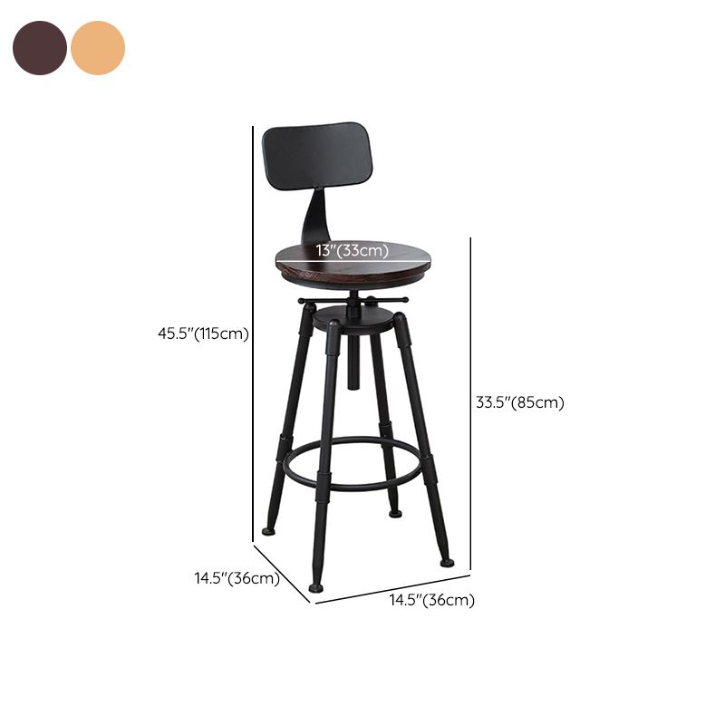 Industrial Armless Elevatable Counter Stool Iron Bar Stool with Pedal for Cafe