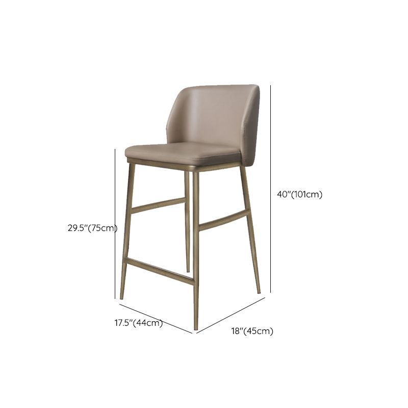 Glam Bar Stool Low Back Leather Counter Stool for Living Room