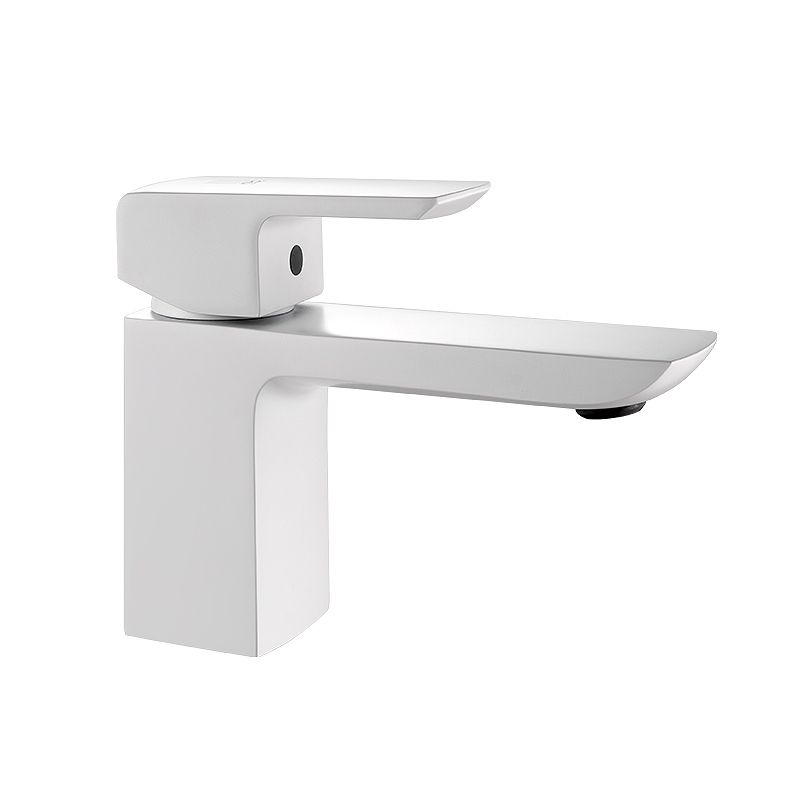 Modern Lever Handles Sink Faucet White Brass Bathroom Sink Faucet