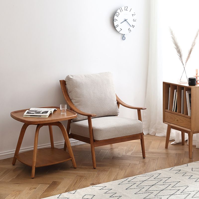 27.55" Wide Rubberwood Arm Chair Synthetic Basic Four Leg Chair