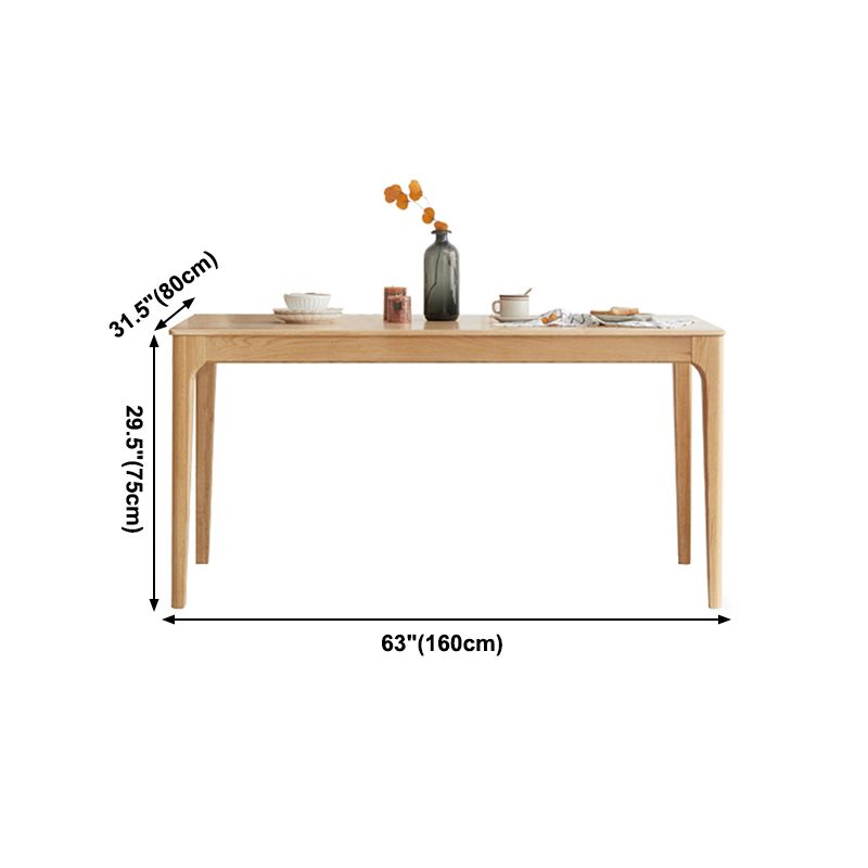 Mesa de comedor marrón de estilo moderno, mesa de comedor rectangular de madera maciza de 4 patas para el hogar