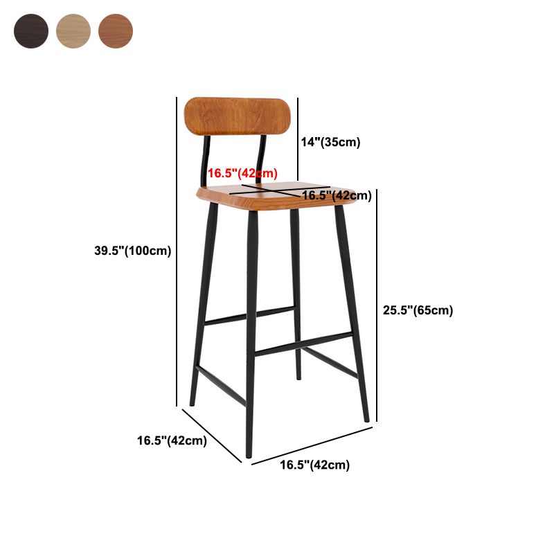 Modern Low Back Bar Stool Armless Metal Legs Bar Stool with Footrest