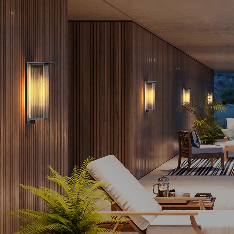 Metal and Acrylic LED Wall Light Modern Rectangle Wall Mount Fixture in Black & Clear