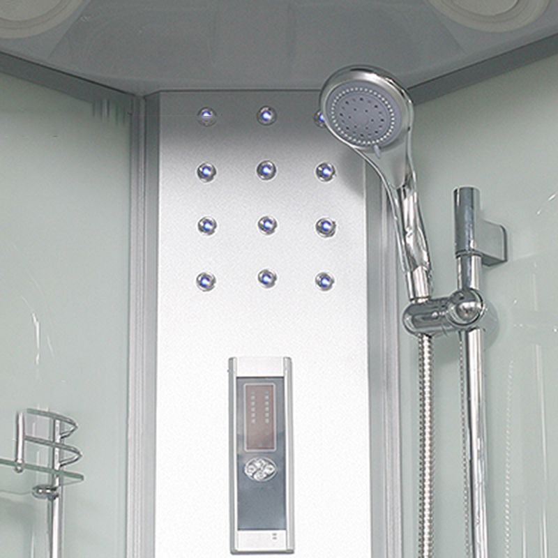 Double Sliding Shower Stall Round Shower Stall with Light and Towel Bar