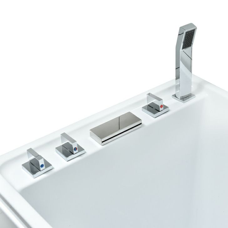 Modern Acrylic-Fiberglass Rectangular Bathtub Freestanding Soaking Bathtub