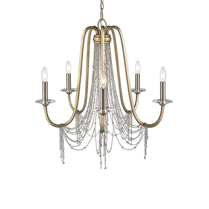 Lampadario Nordic Starburst Crystal Crystal 5 Bulbs Sospensione in oro per soggiorno