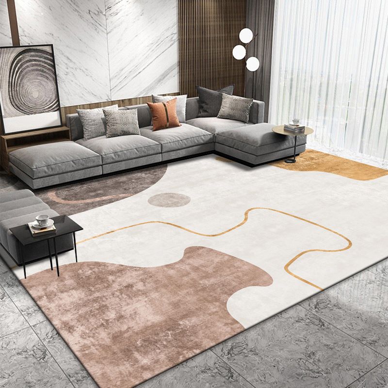 Orange Modern Carpet Polyester Piece Carpet Stain Resistant Carpet for Drawing Room