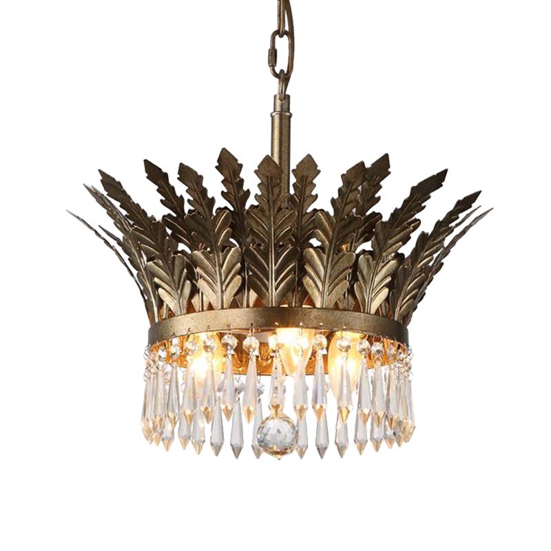 K9 Crystal 2-Tier Hanging Chandelier Traditional 3/4 Lights Gold/Antique Bronze Ceiling Lamp for Living Room